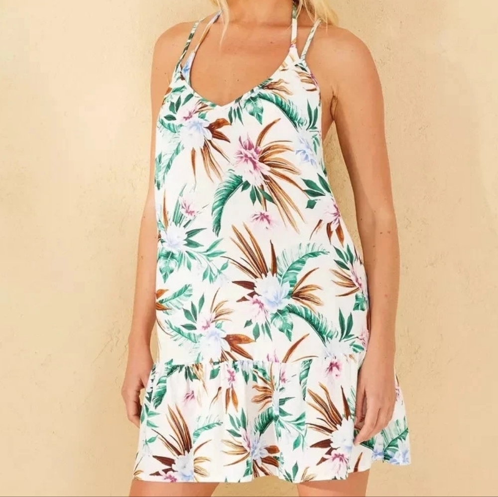 Shade & Shore Floral Swim Coverup - White and Green